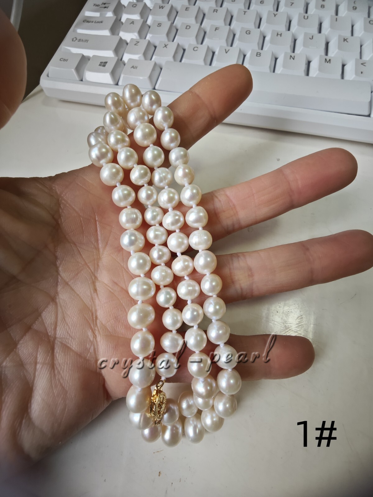 16″ 18″ 20″ AAA Natural White Akoya Pearl Necklace 14k Gold 7-8MM