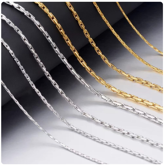 0.8/1/1.3mm Man Woman Silver Gold Stainless Steel Fancy Chains Necklaces