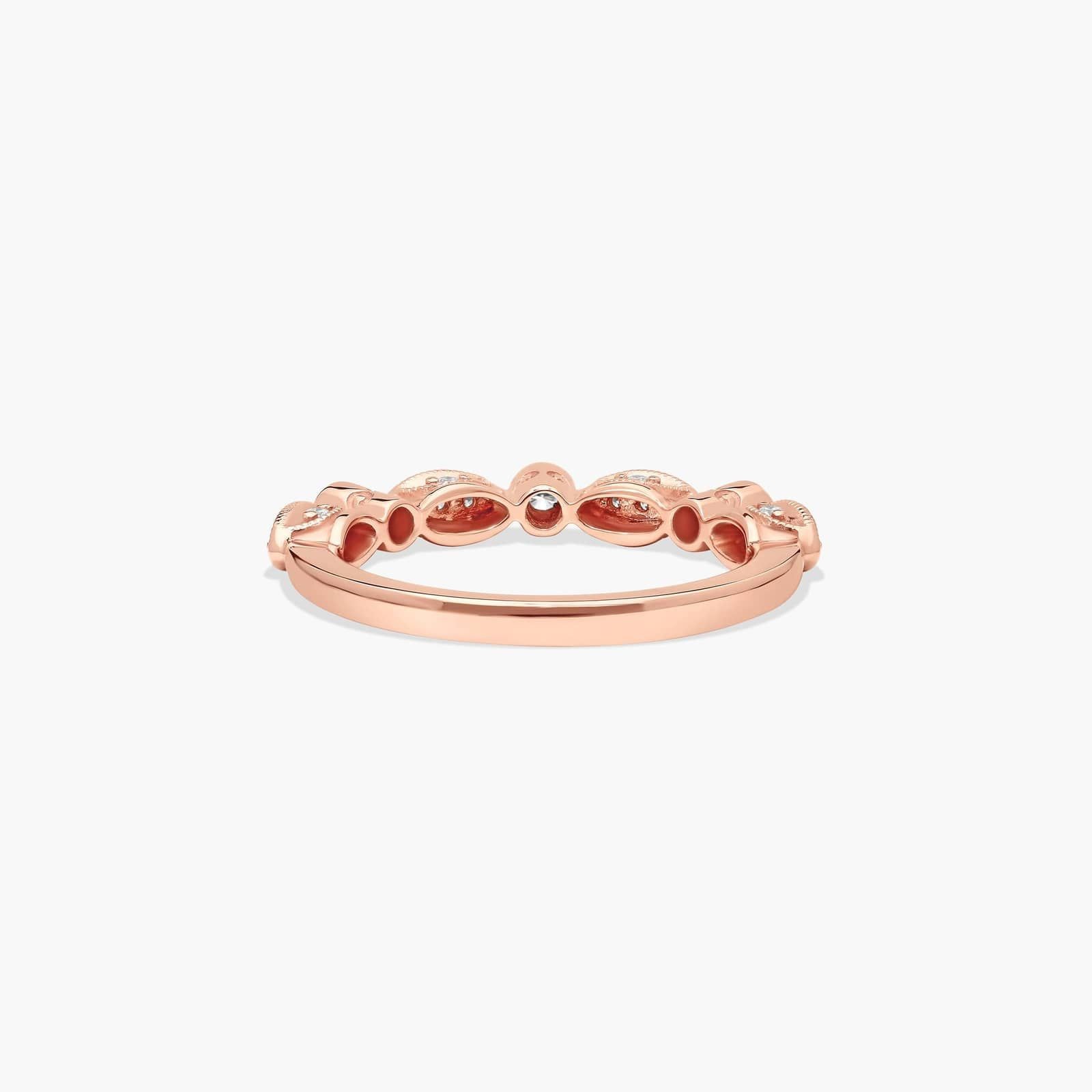 James Allen Bezel & Pavé Diamond Wedding Ring Band 14K Rose Gold 2mm Size 5