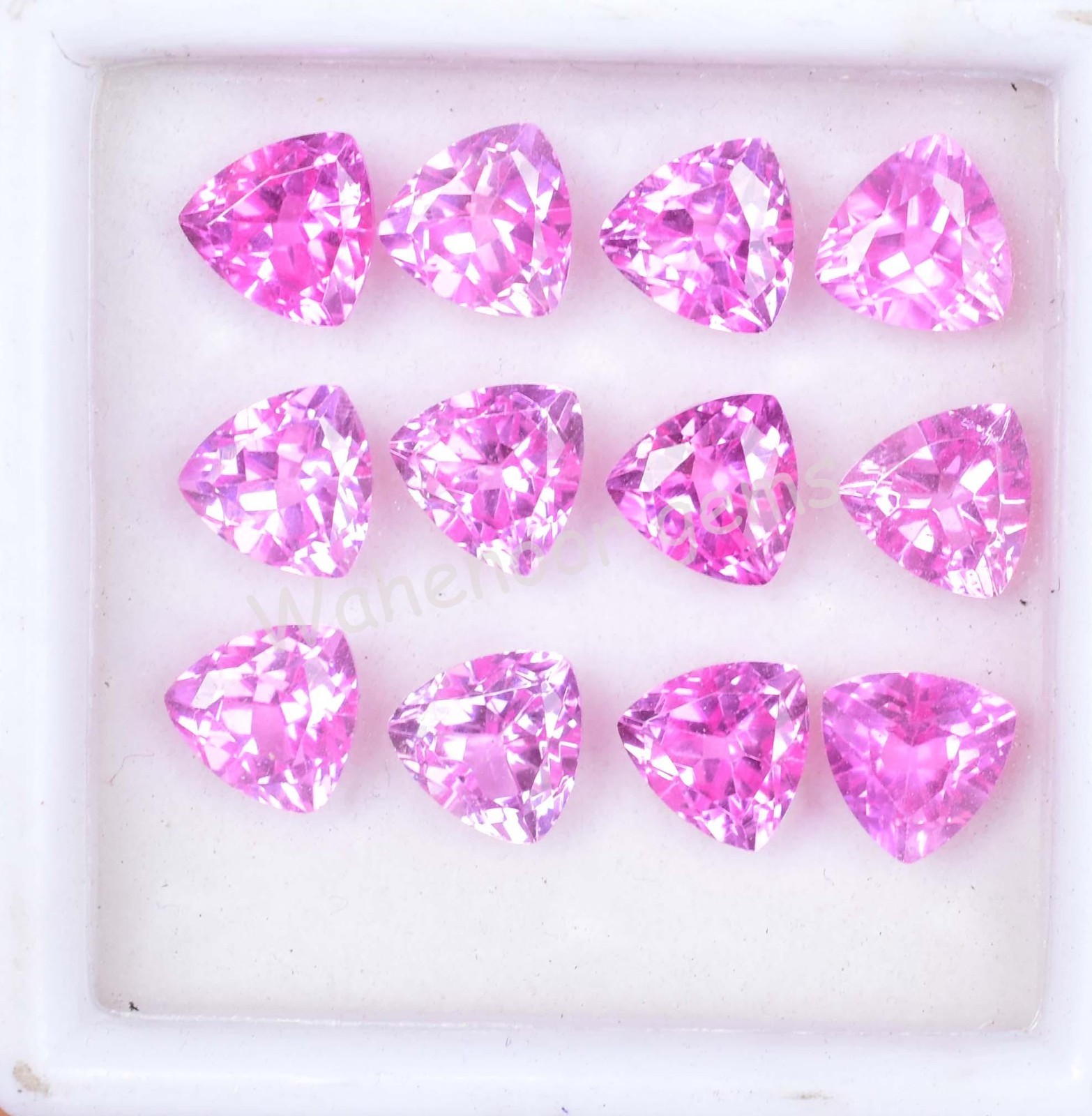 12 Pcs Natural Pink Mogok Ruby 6.90 MM Trillion Certified Loose Gemstone