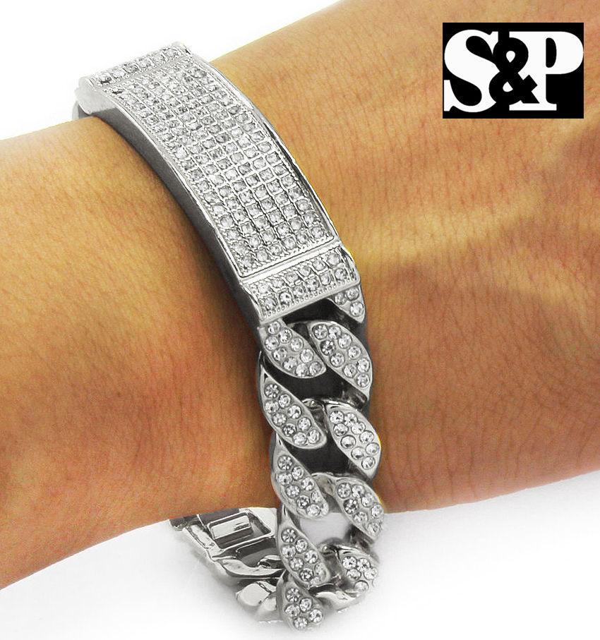 Men Hip Hop Iced Bling Lab Diamond Luxury Bust Down WATCH & BRACELET Gift Set