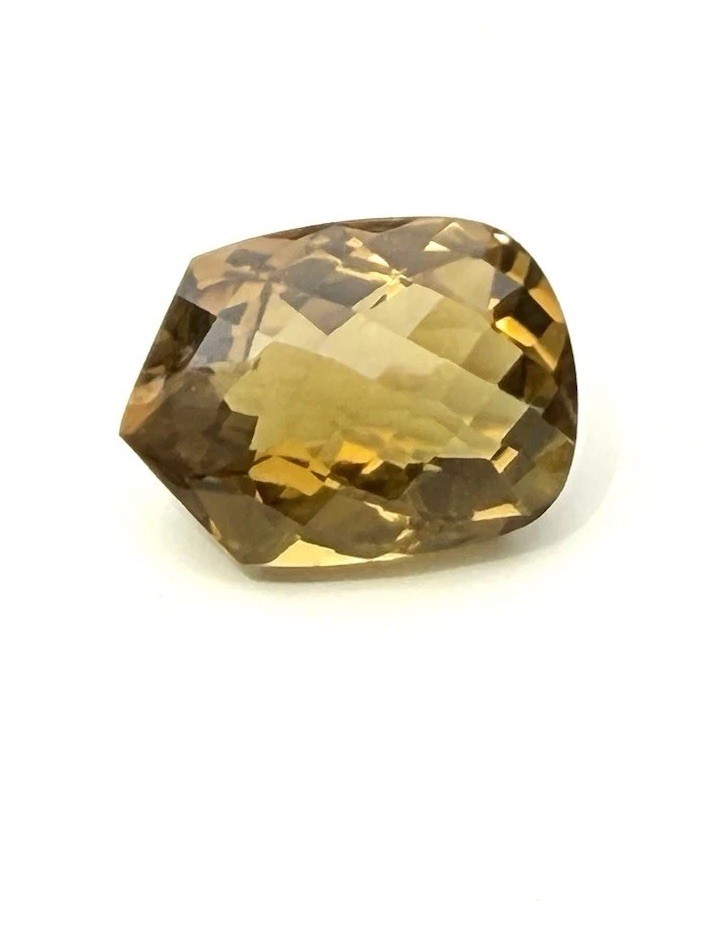 42 Carat Golden Brazilian Citrine – Chevron/Shield Shape, Rose Cut Faceting