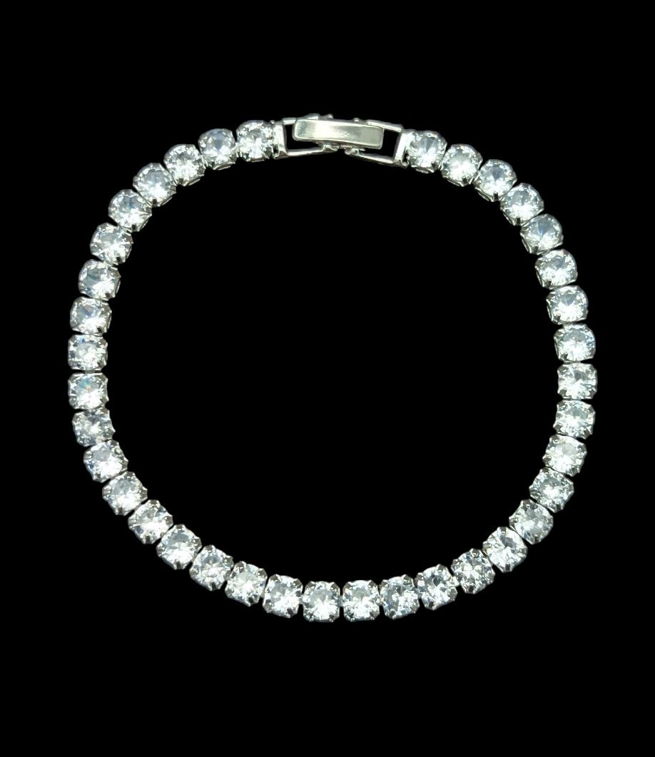 Tennis Bracelet Sterling Silver Cubic Zirconia Stunning Classic Luxury Modern