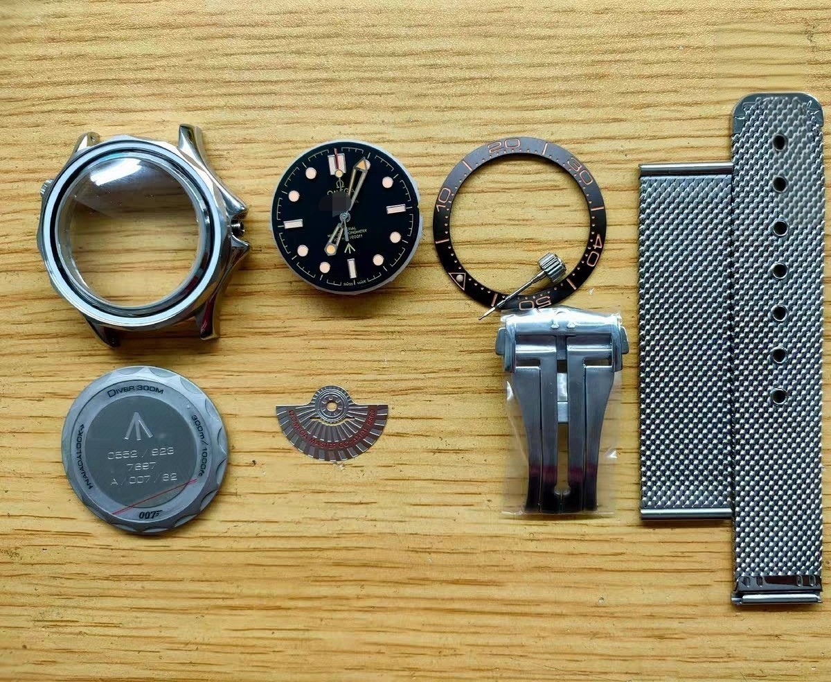 DIY Watch Part Kit for 8200 8215 Seamaster 300 007 42mm Case+Dial+Hands+Strap