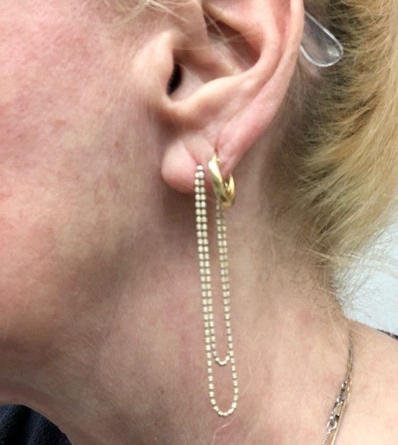 Elo7 Gold Plated Barrel Beaded Chain Attached Fronto To Back Dangle Earrings
