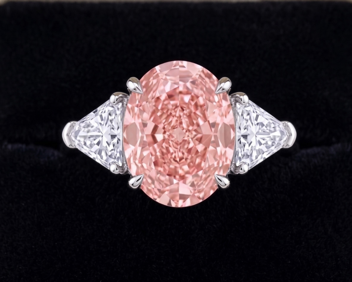 5.00 Ct Certified Oval Shape Natural Pink Diamond Ring VVS1 White Gold Finish