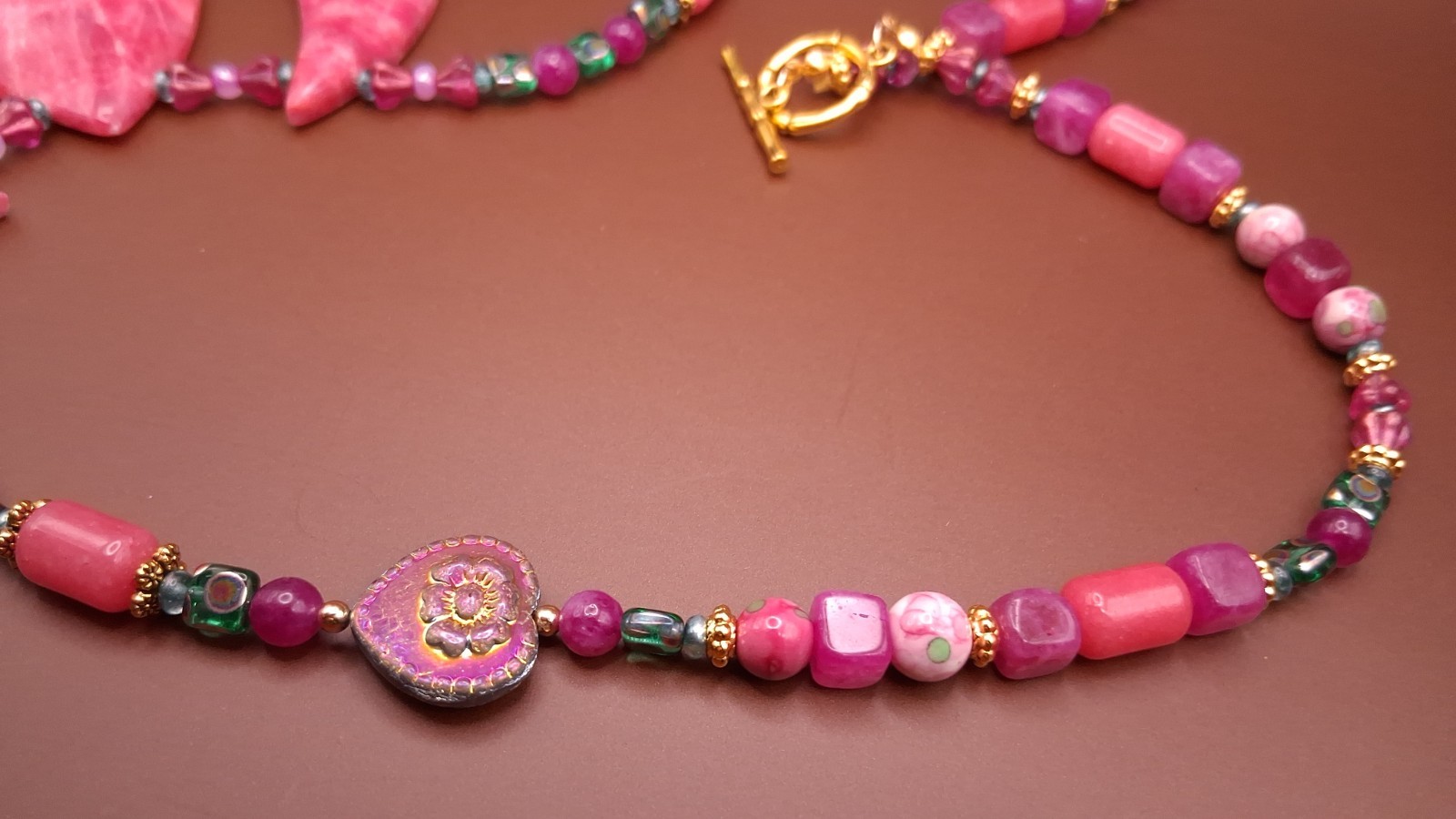 Rhodochrosite Statement Necklace with Rhodochrosite & Asstd Pink Beads
