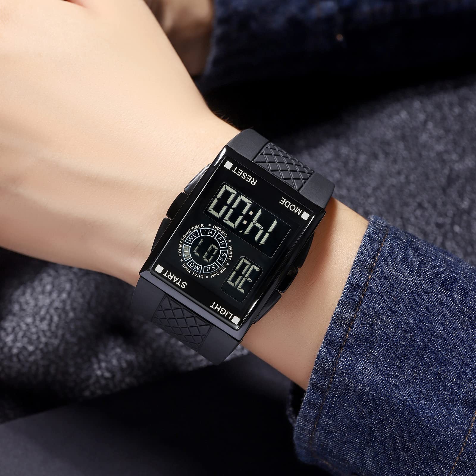Unisex Digital LED Sports Watch – Waterproof Alarm Bracelet with Backlight, Rubb