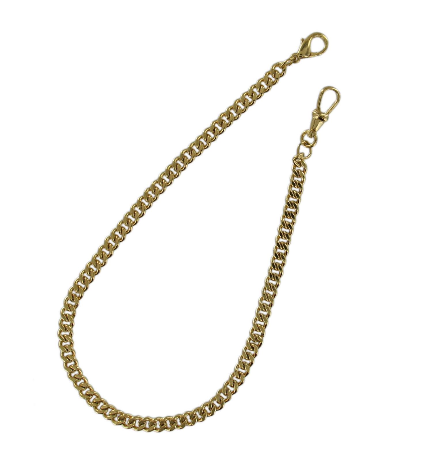 USA Made Gold Tone Pocket Watch Chain 11″ Swivel Clasp Lobster Claw