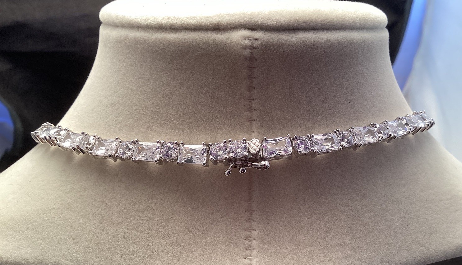 Sterling Silver Fusion Creations TENNIS Necklace 18” Cubic Zirconia 4mm Necklace