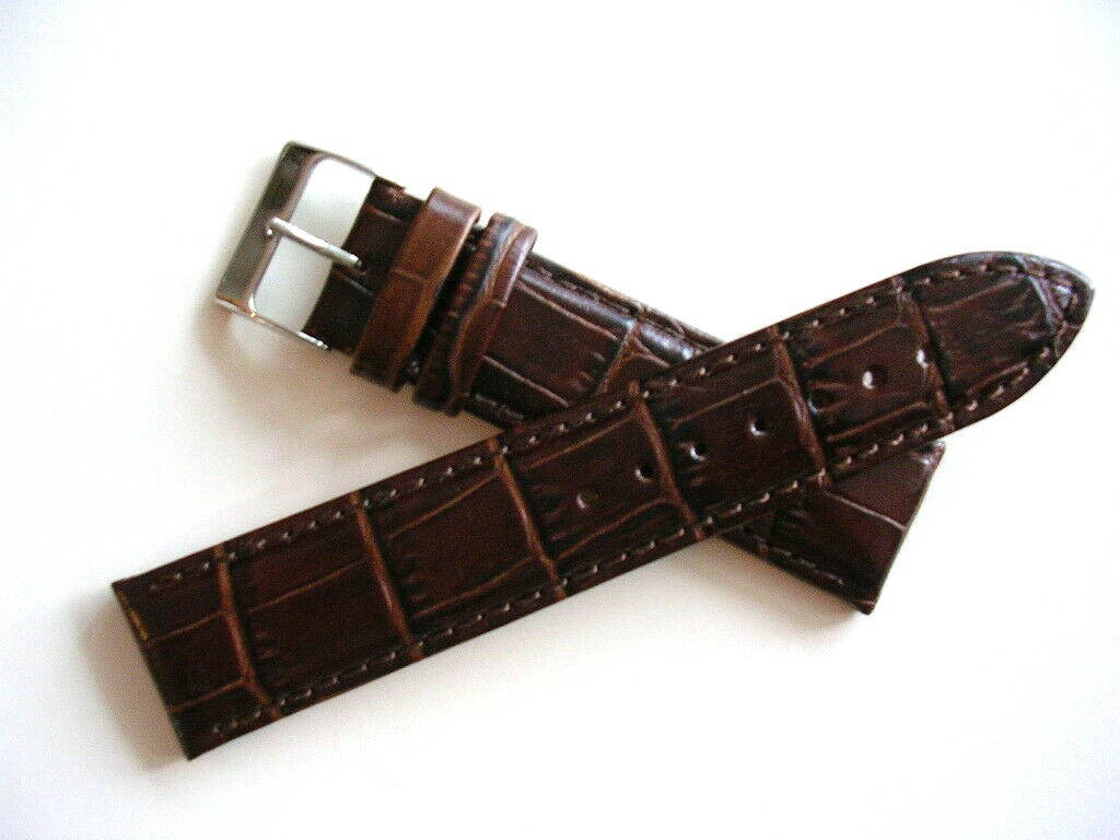 20mm Black Crocodile Calf genuine leather watchband IW SUISSE 16 17 18 22 24 USA