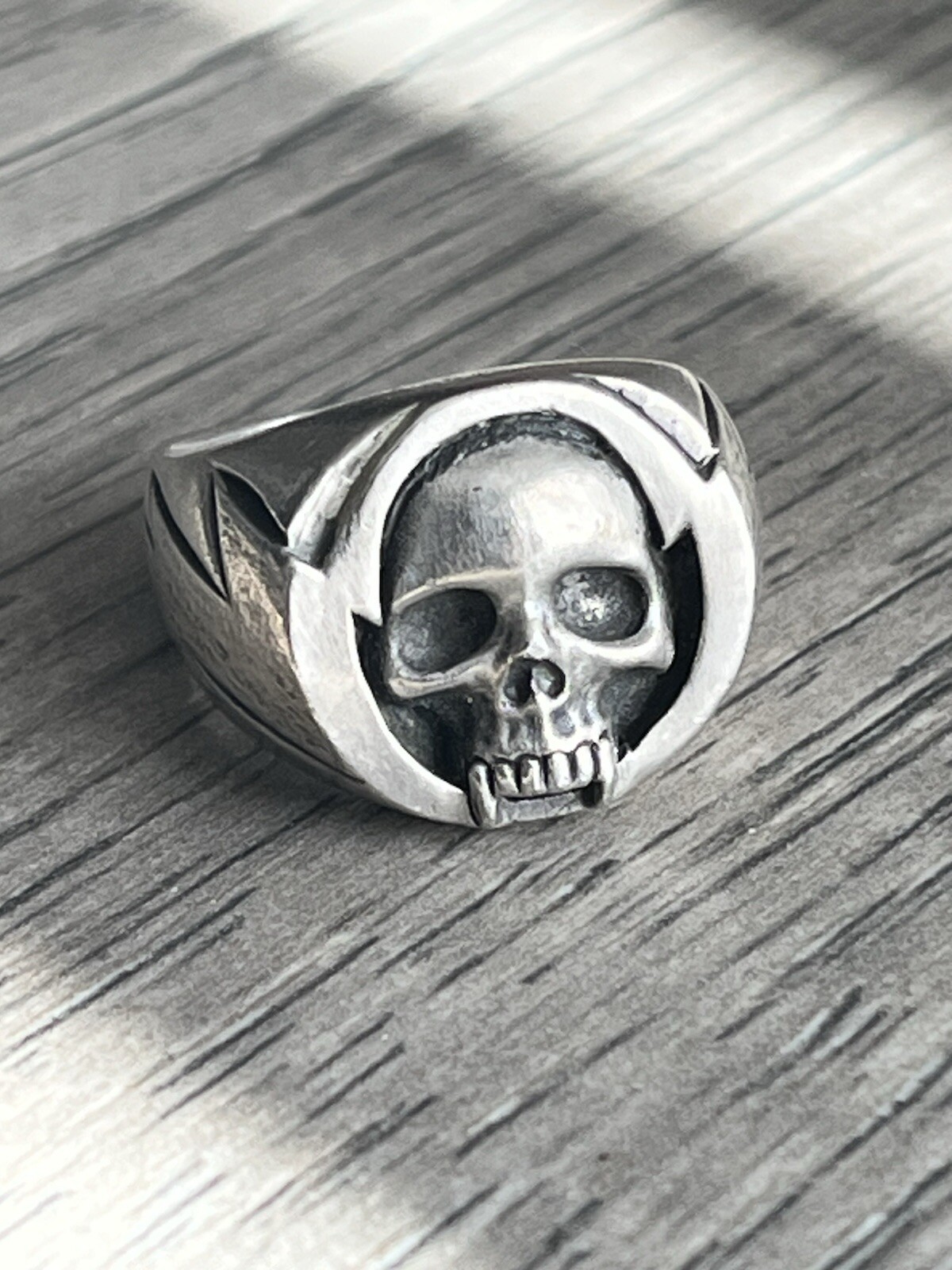 MJG CUSTOM MADE 925 STERLING SILVER SKULL RING SIZE 11 24.10 Grams Made In USA