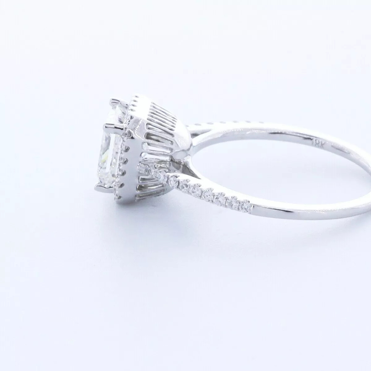 Engagement Ring 18K White Gold Halo 1.82 Carat Princess Lab-Grown Diamond D VS2