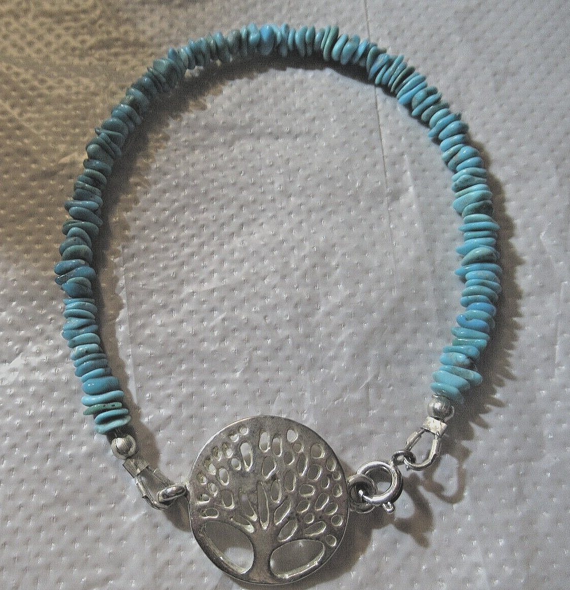 SLEEPING BEAUTY TURQUOISE 8″ SM FLAT NUGGET BRACELET 3mm To 5mm NUGGETS #417