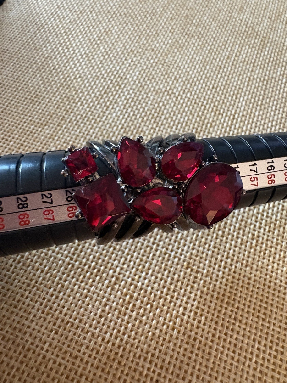 Red Rhinestone Statement Ring Black Tone Multi Stone Cluster Size 10 Gothic