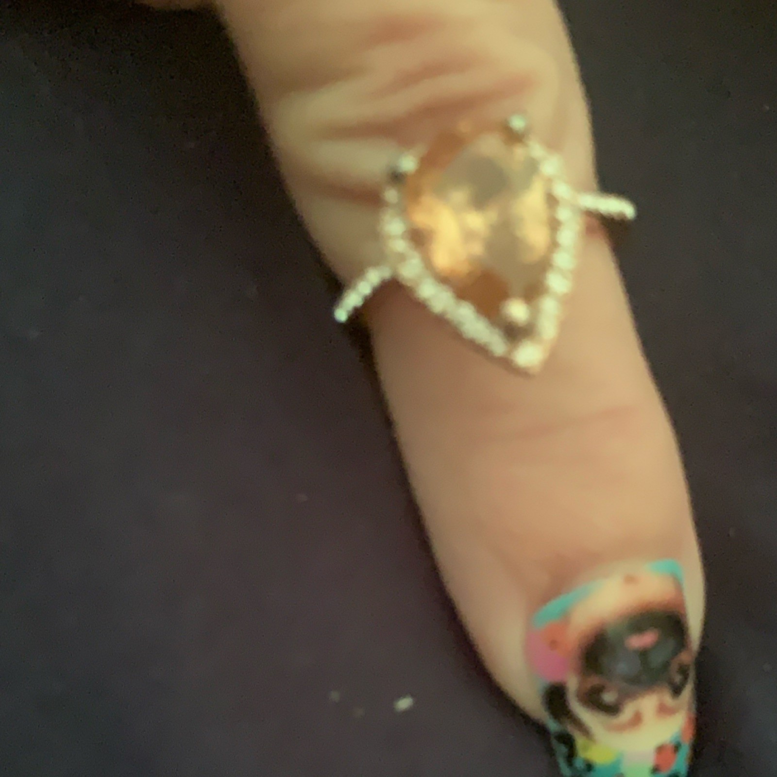 Rose Gold Cocktail Ring Peach Topaz Pear Teardrop Halo Prong Size 6