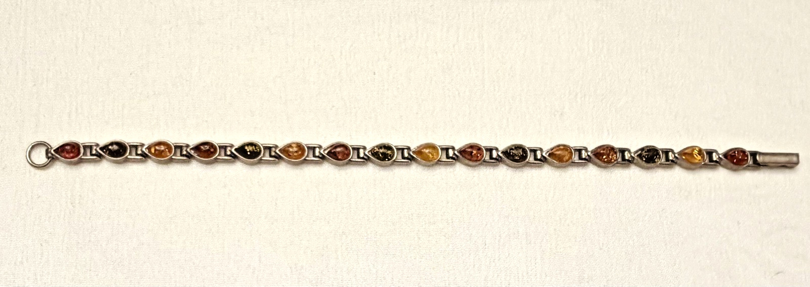 925 Sterling Silver Amber gemstones Bracelet shades of Amber Yellow Orange Brown