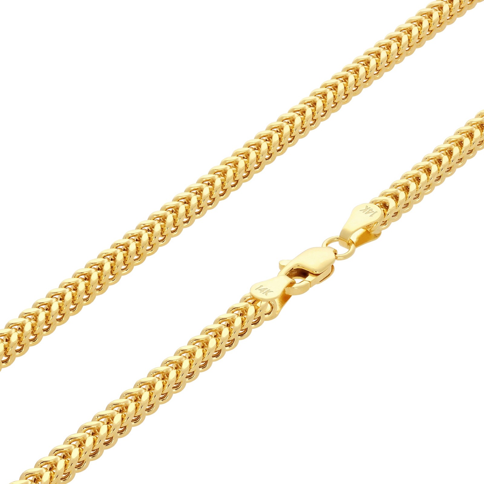 14k Yellow Gold 2.5mm Franco Box Bracelet Chain Mens Womens 7″ 7.5″ 8″ 8.5″ 9″