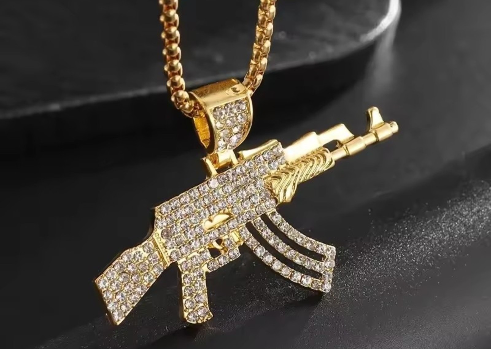 Ak-47 Hip Hop Necklace–party Rap Jewerly–bling Bling