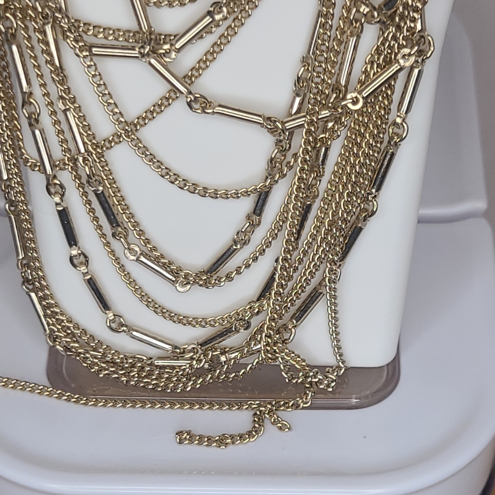 Vintage Chicos Gold Tone Waterfall Cable Chain Necklace Metal Hook Clasp