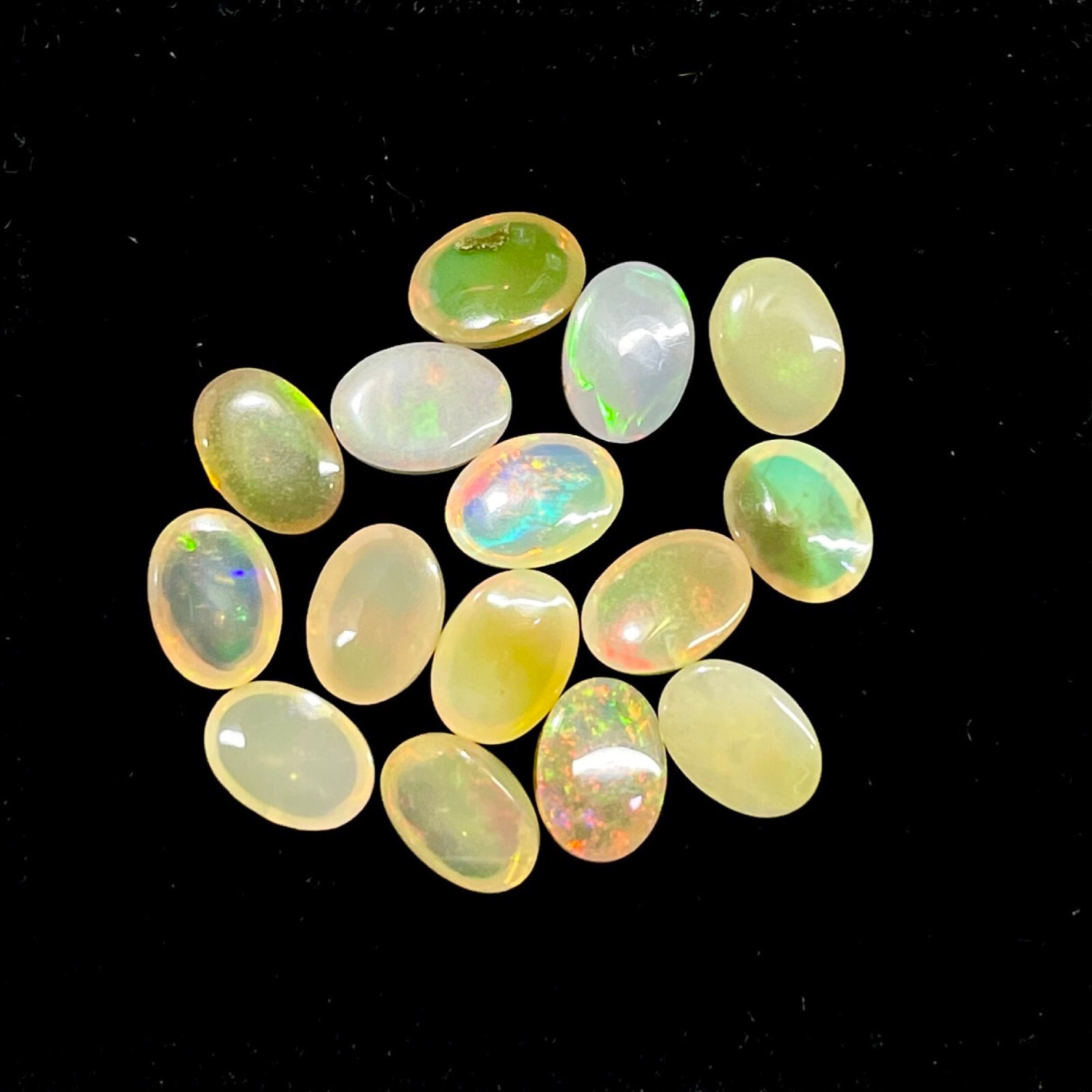 15 Pcs Natural Ethiopian Opal 7x5mm Flashy Untreated Loose Cabochon Gemstones
