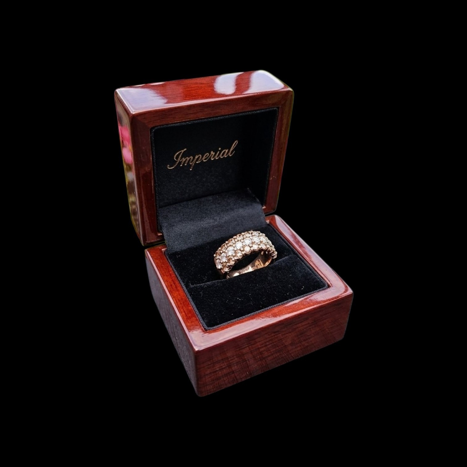 14K Rose Gold 2.15 CTW Cocoa & White Diamond Pavé Multi-Row Band Ring Size 7