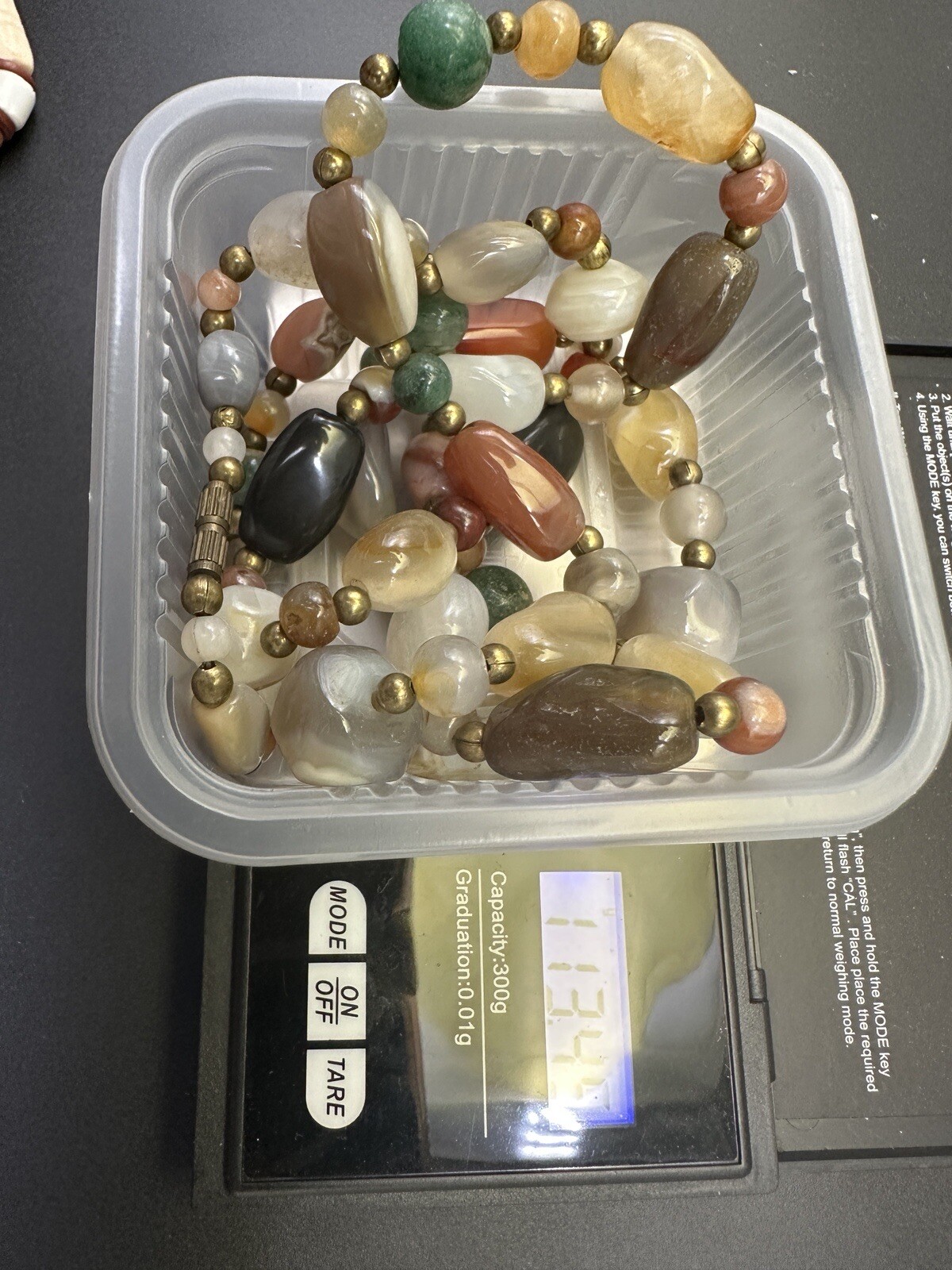 VTG Multi Gemstone Agate Brass Trade Necklace 34” Retro 70s 114g