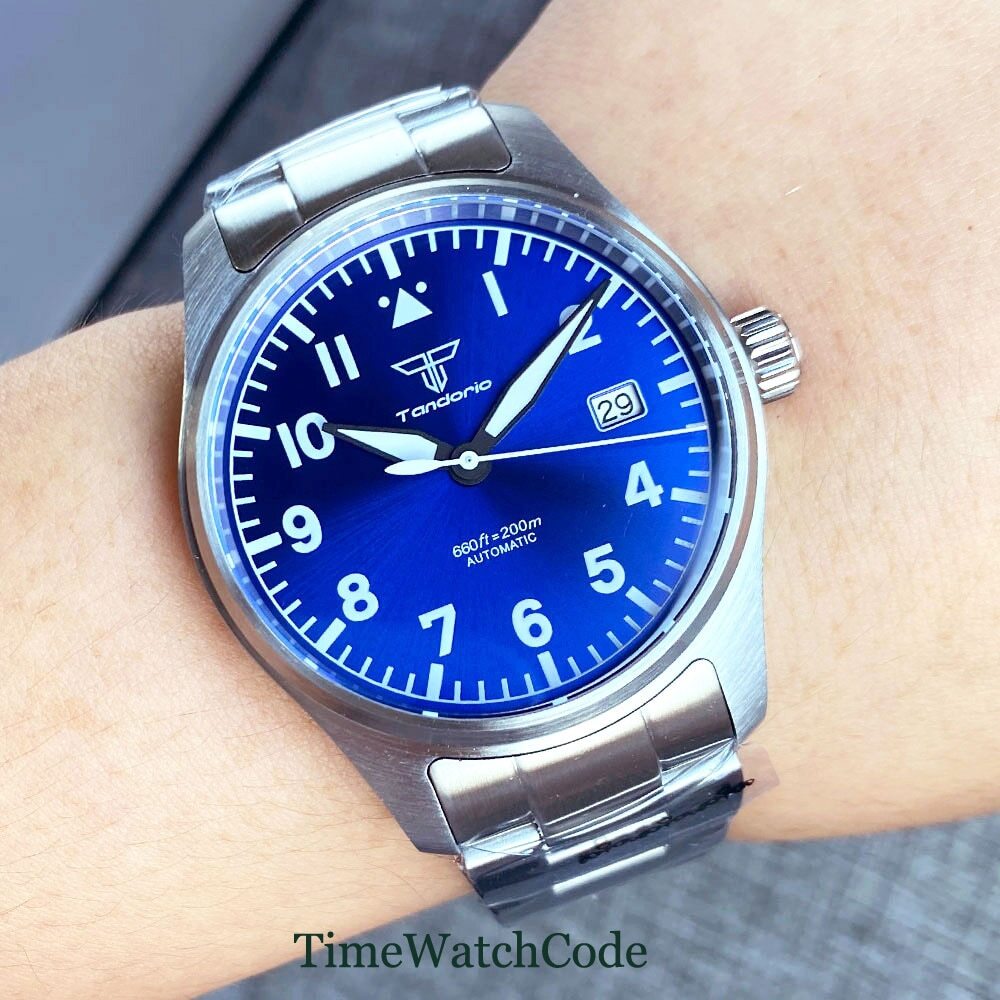 Tandorio Automatic Watch for Men 39mm NH35 PT5000 200m Waterproof Sapphire Glass