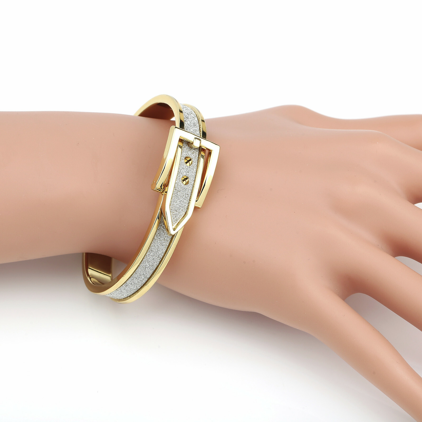 Unique Gold, Silver Tone Bracelets with Buckle & with/without Twinkling Crystals