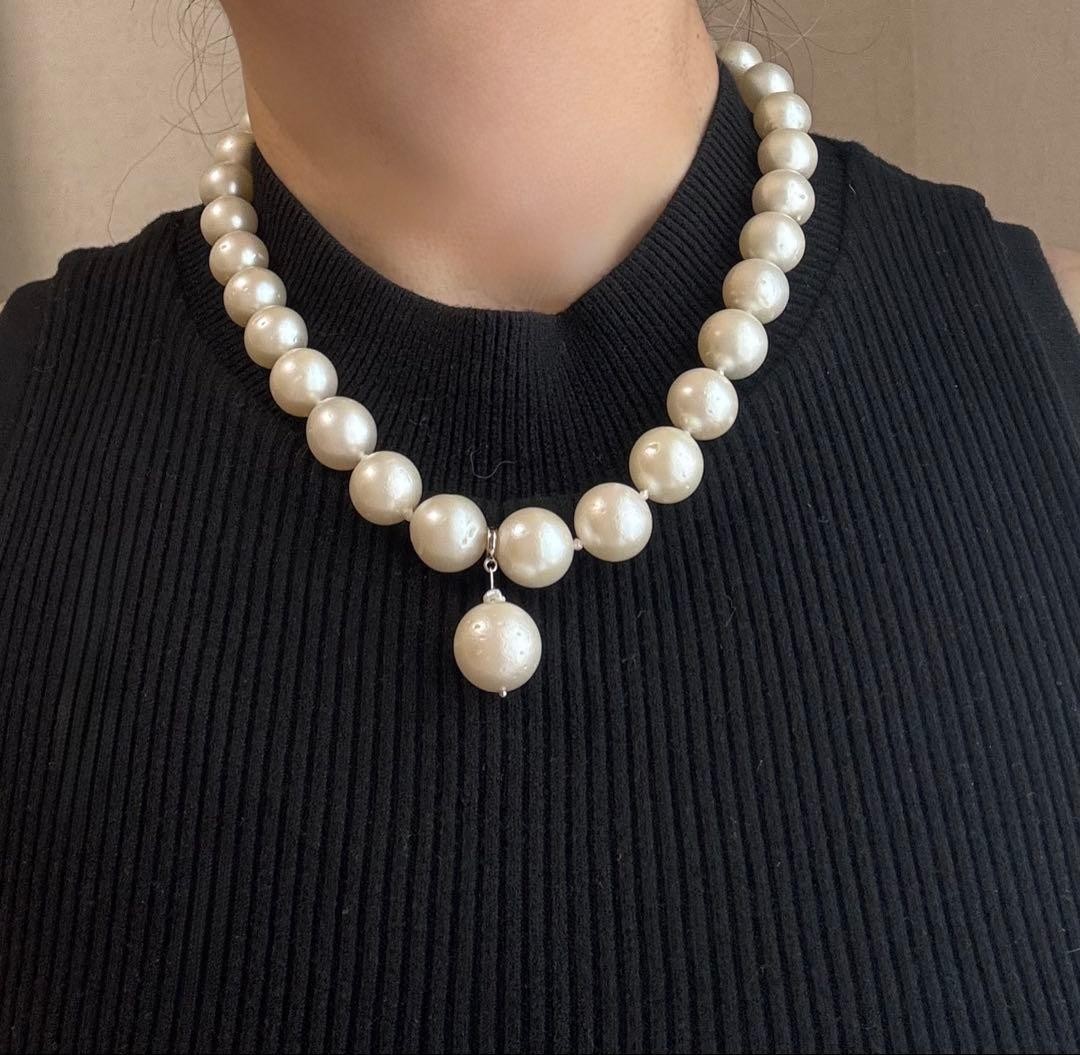 Illusionary 11-15.2mm South Sea White Pearl Necklace Round From Japan