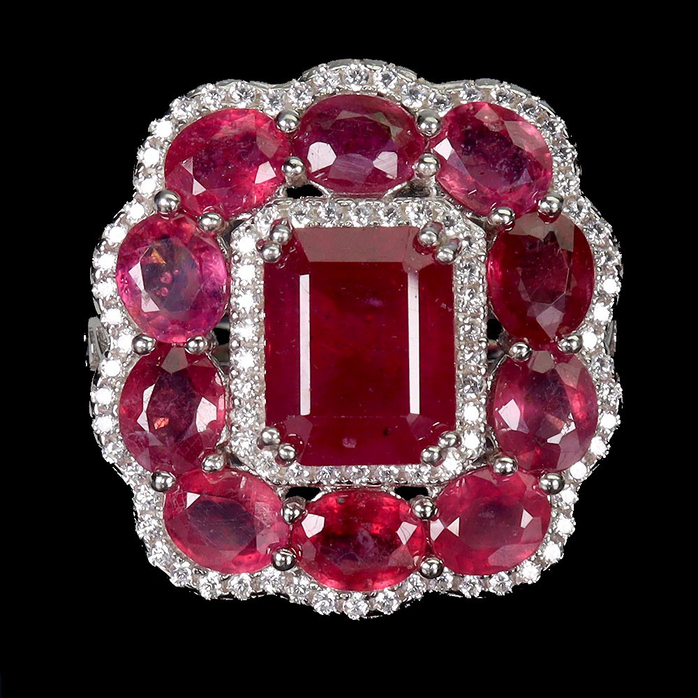 925 Sterling Silver Ring Octagon Ruby 9x7mm Ruby Natural Gemstone Jewelry Sz 7.5