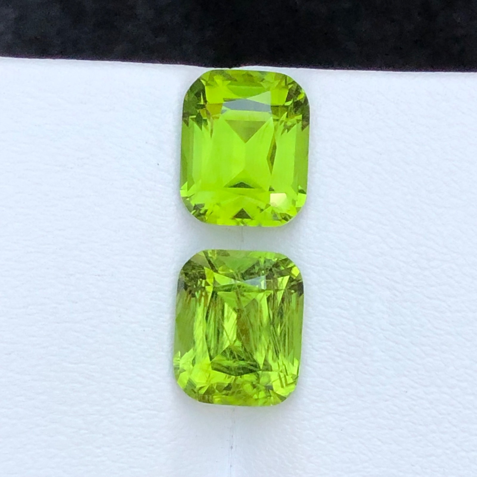 10.35 carat Natural Green Peridot pair with Cushion cut origin from Pakistan