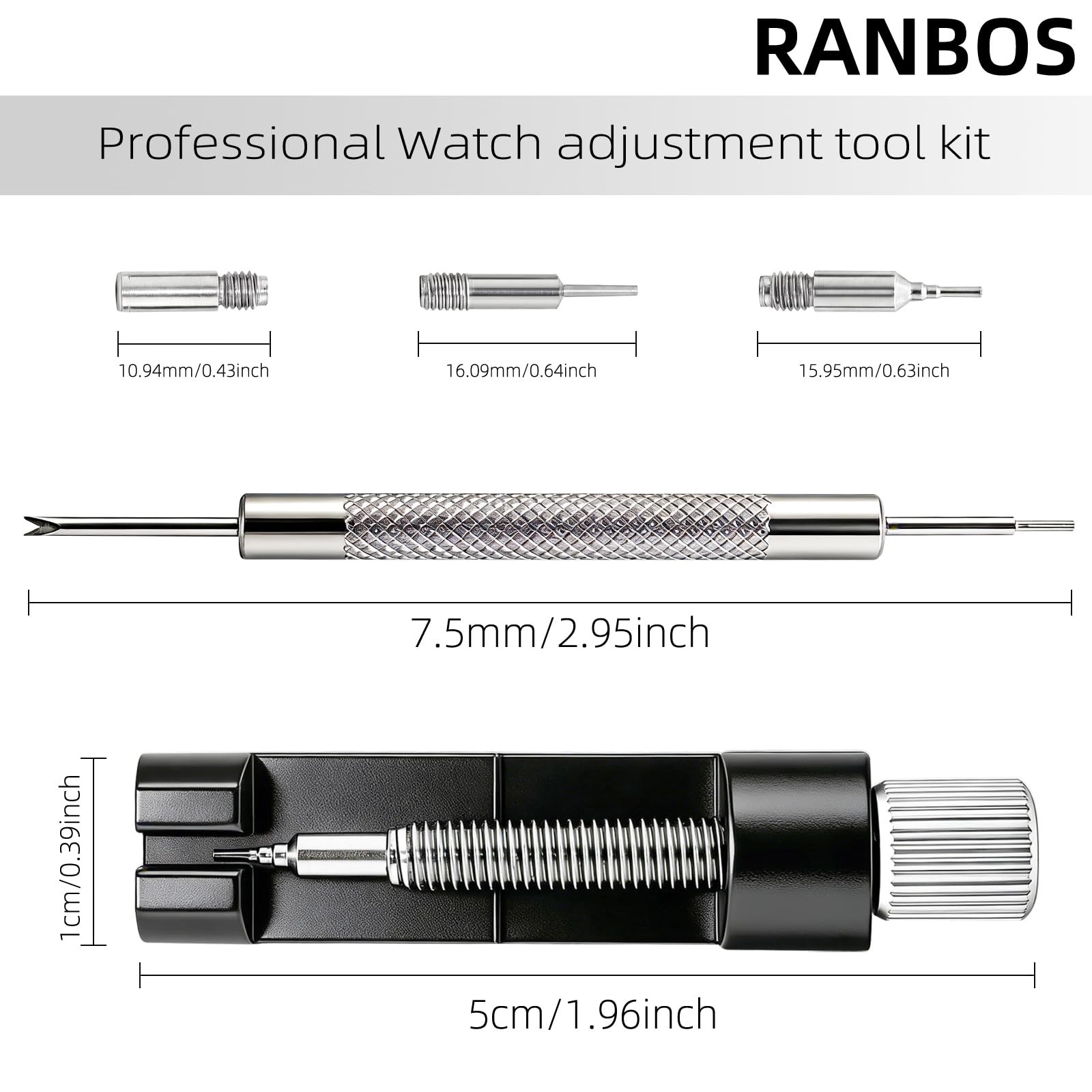 RANBOS Watch Link Removal kit, Band Adjust and Pin Remover for Black