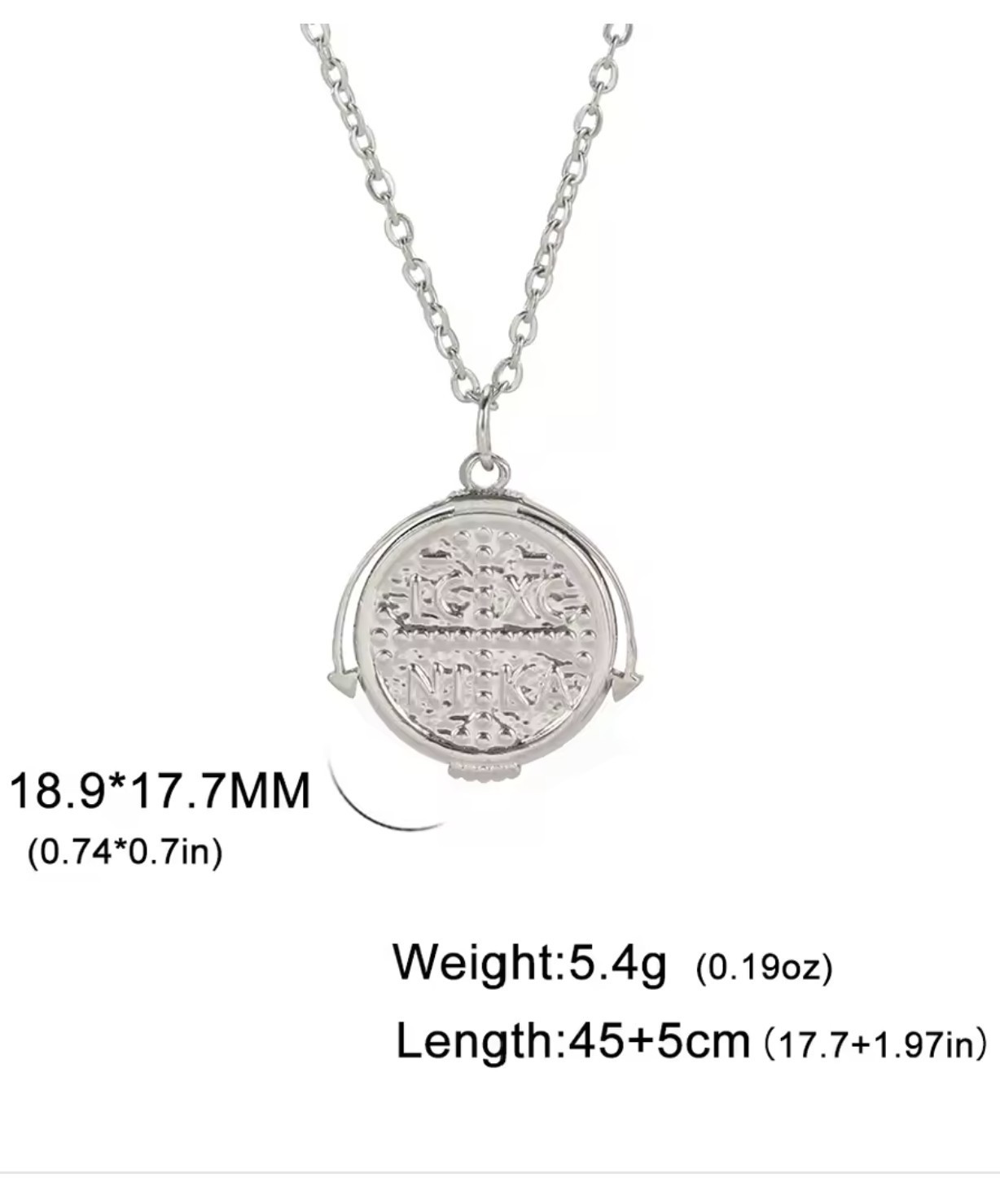 Stainless Steel IC XC NIKA Cross pendant + 45cm (17.7in) chain plus 2in ext