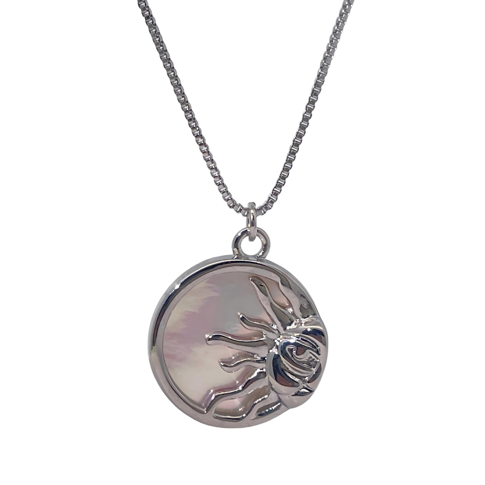 Warm Fortune Sunburst Mother-of-Pearl Pendant Necklace for Women: 18K Gold Plate