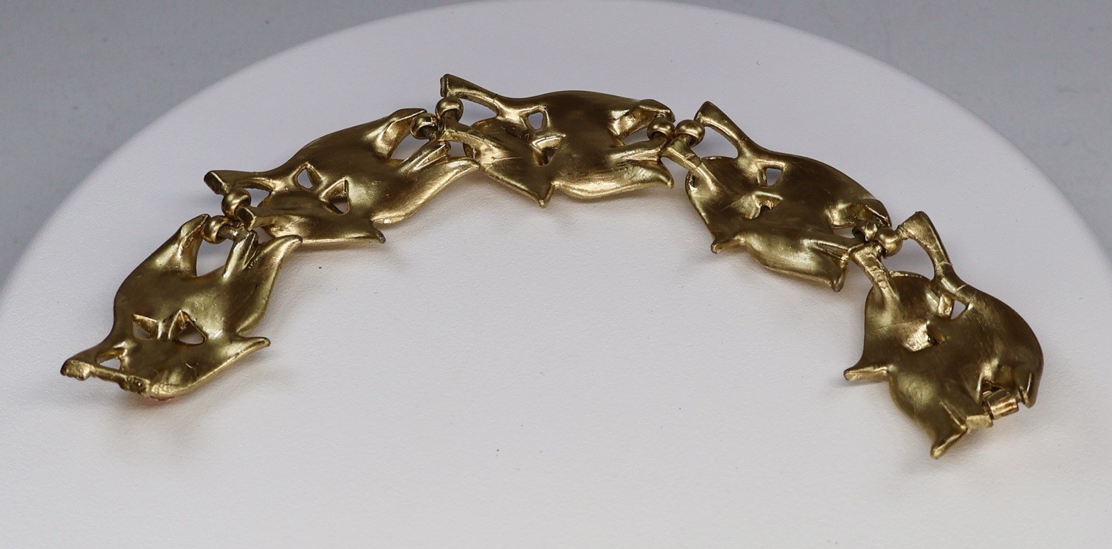 Vintage Czech Rhinestone Bracelet Gold Tone Wing Motif REFURBISHED READ