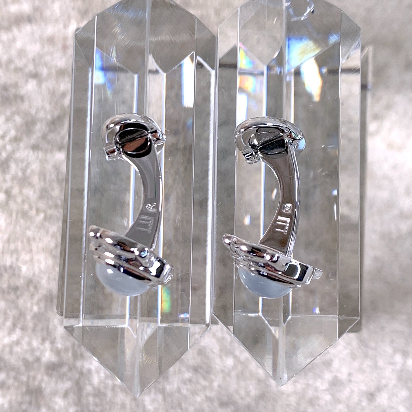Alfred Dunhill Cufflinks Silver Moonstone with Case