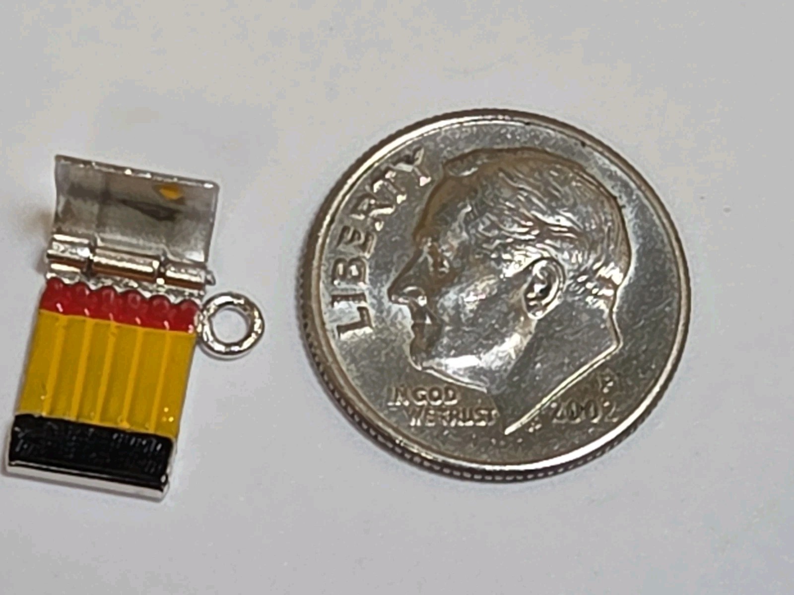 Sterling Silver ~ Match Book Charm ~ ENAMEL is EXCELLENT! ~ RARE! ~ VINTAGE