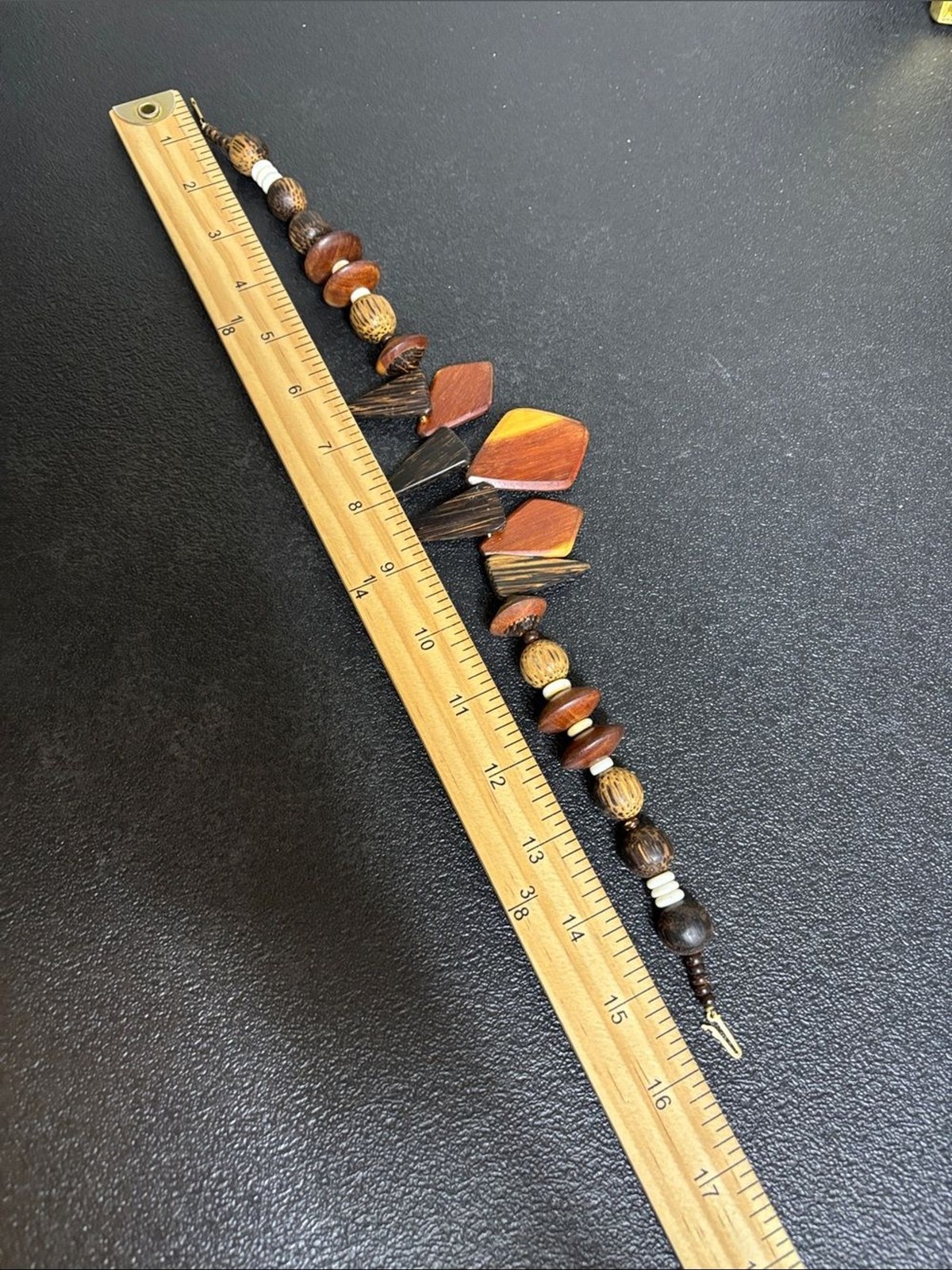 Boho Handcrafted Wooden Statement Necklace Brown, Tan & Cream Jewelry