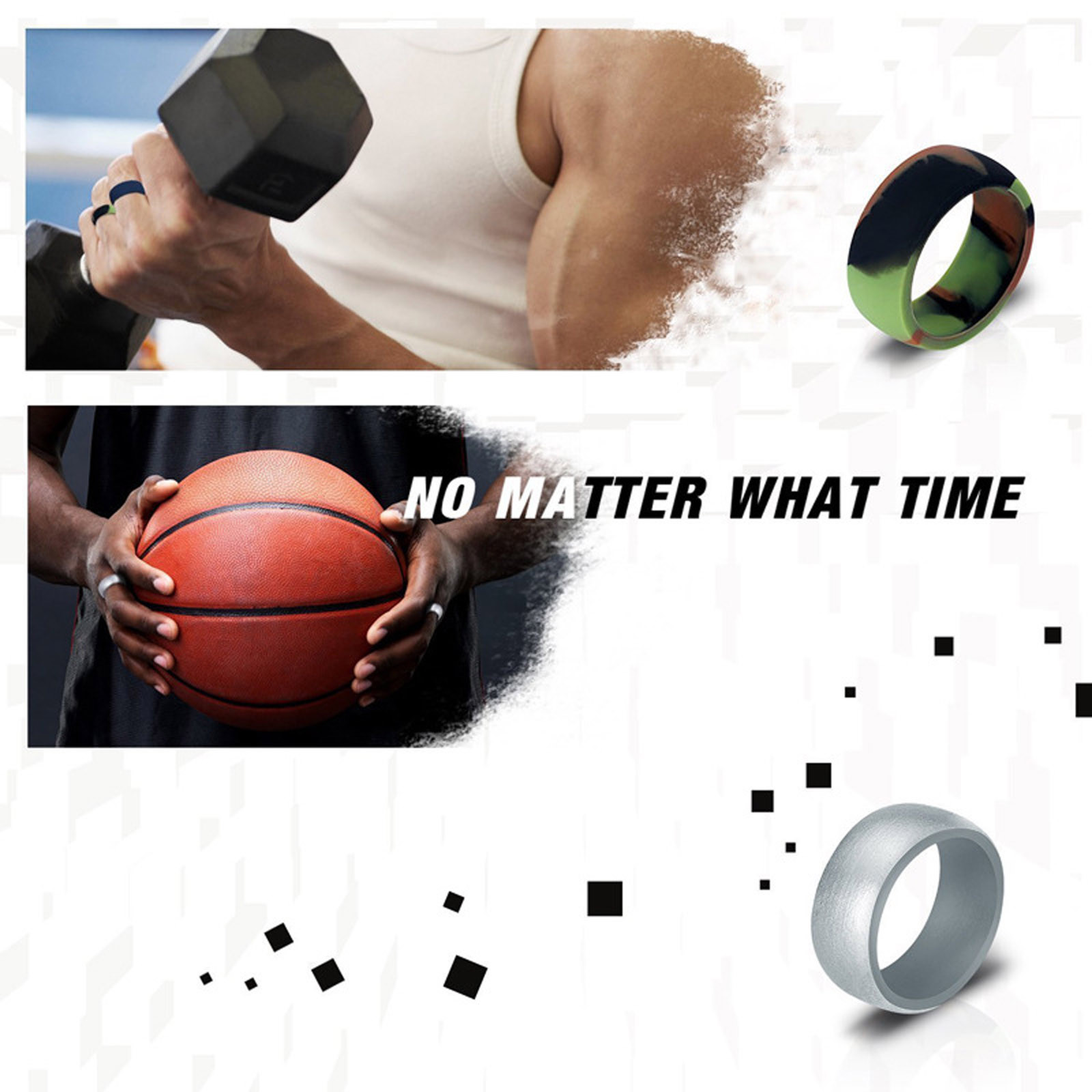 10PACK Silicone Wedding Rings for Men Rubber Sport Engagement Bands- 8.7mm Wide
