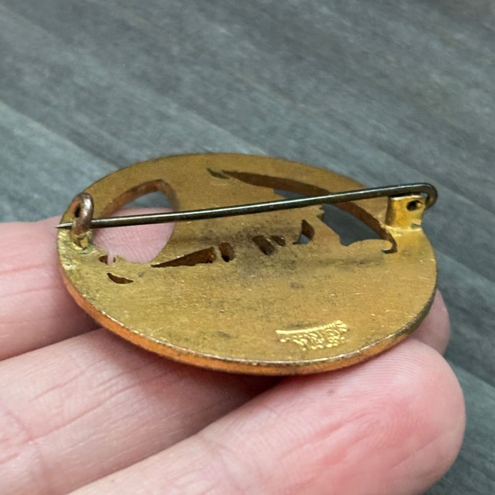 Vintage Lagerströms Mjölby Viking Ship Brooch with Pink and Blue Accents