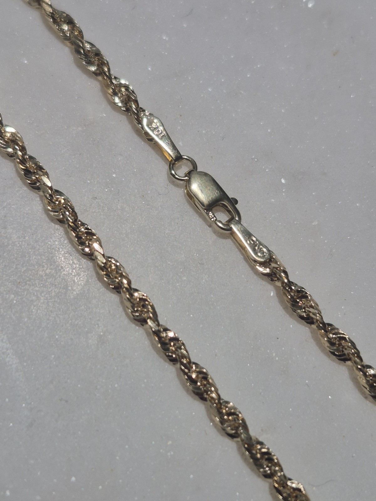 10k Solid Gold Hollow Diamond Cut Rope Chain Necklace 2.5mm 16in