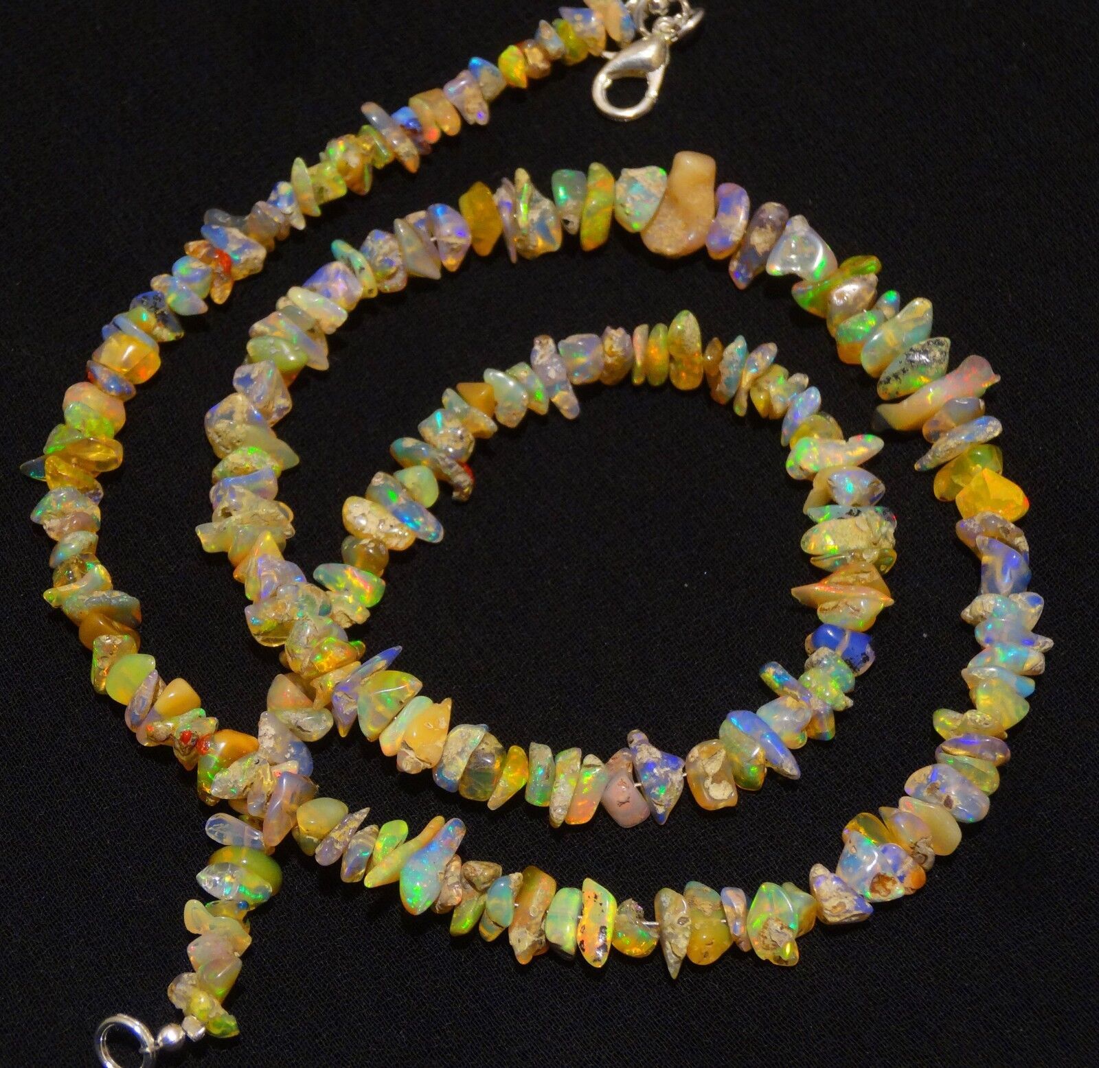 Natural Gem Ethiopian Welo Opal 5 to 8MM Approx. Uncut Beads Necklace 20″