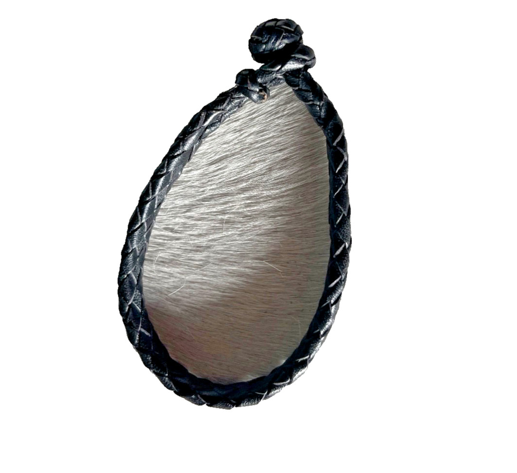 Western Mens Bracelet 9 x 3/8 in Flat Braid Leather Knot Cowboy Black