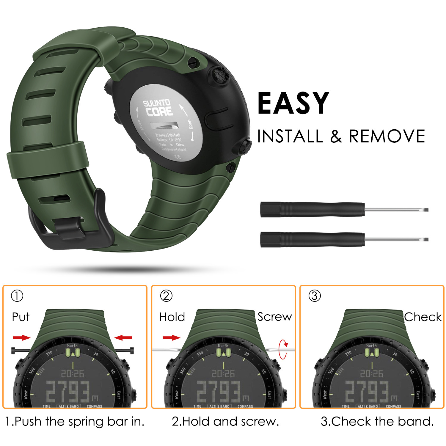 For Suunto Core Watch Band Soft Wrist Band Accessory Strap with Metal Clasp