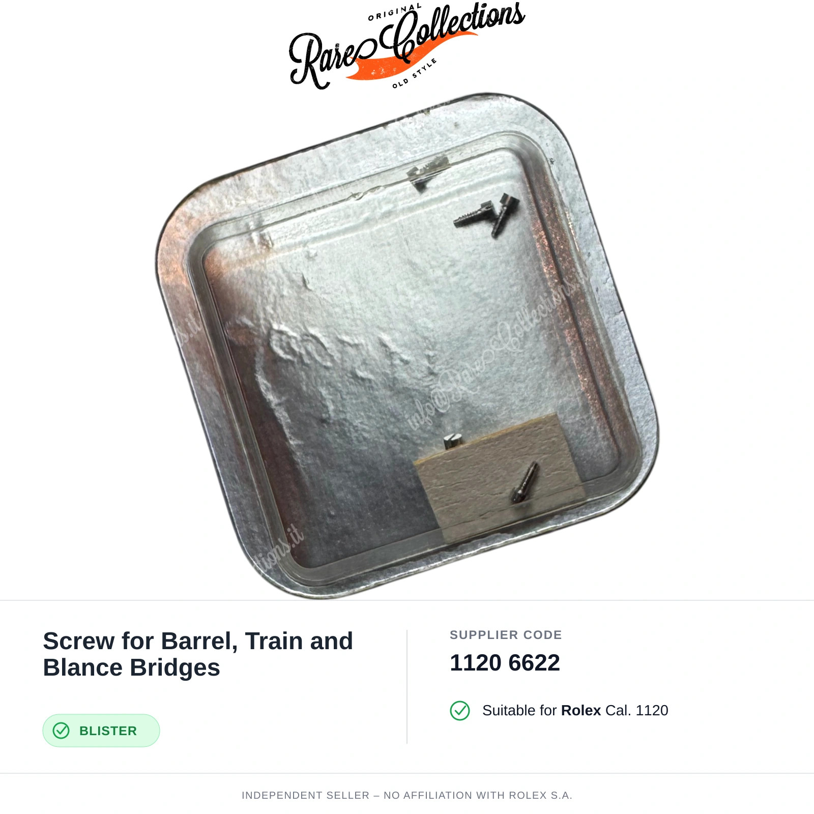 Screw for Barrel, Train and Blance Bridges Rolex (cod. 1120 6622) — New Blist X1