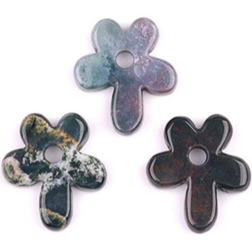 10pcs Natural Indian Agate Hollow Flower Pendant DIY Jewelry Making 31x35mm