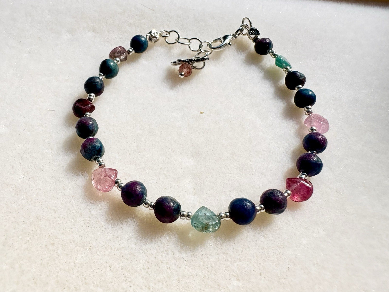 Rare Ruby Kyanite & Tourmaline Pears Bracelet — Handmade Gemstone Jewelry