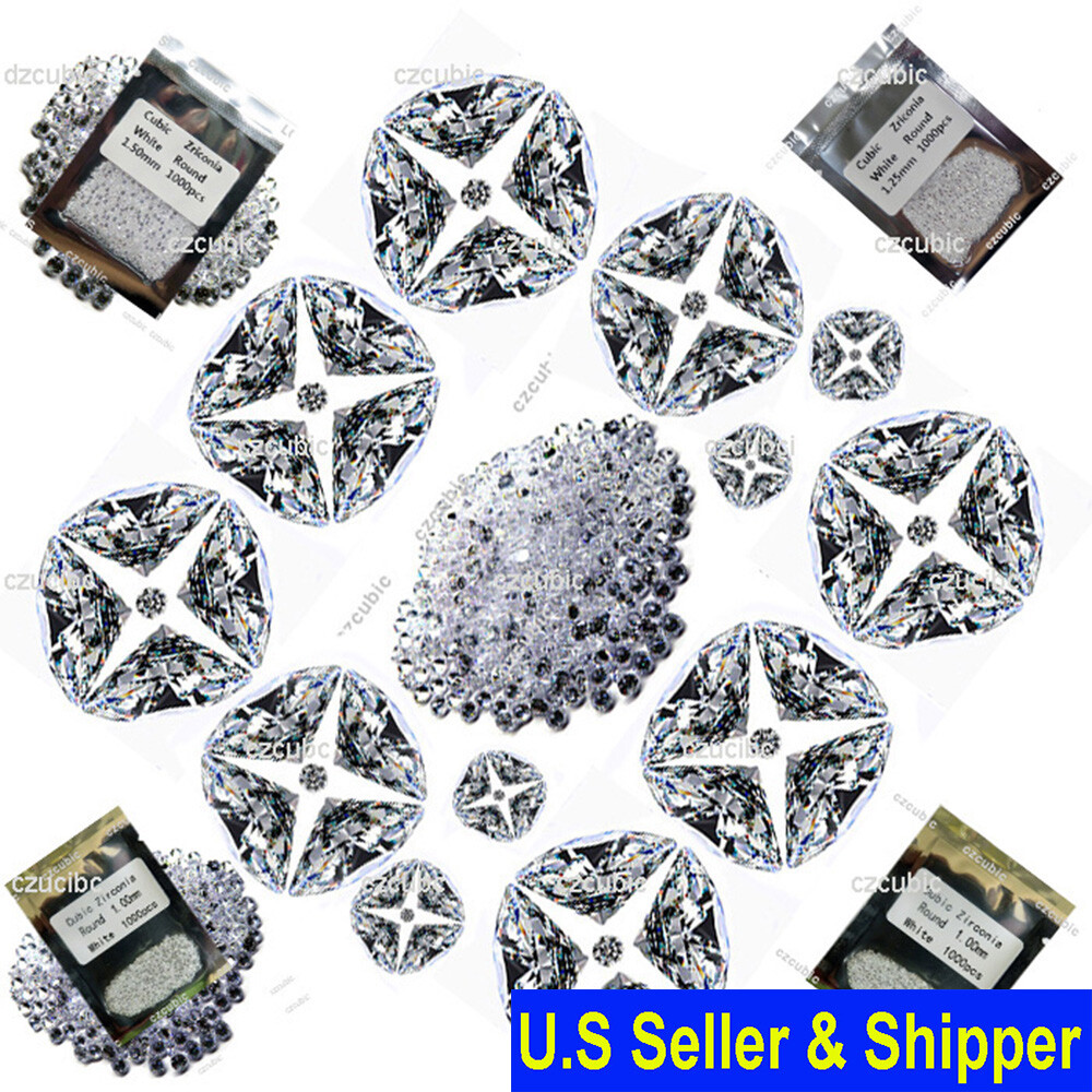 1000 PCS ROUND CUBIC ZIRCONIA/CZ STONES 5A QUALITY 0.70 – 3.00 MM SHIP IN US NO6