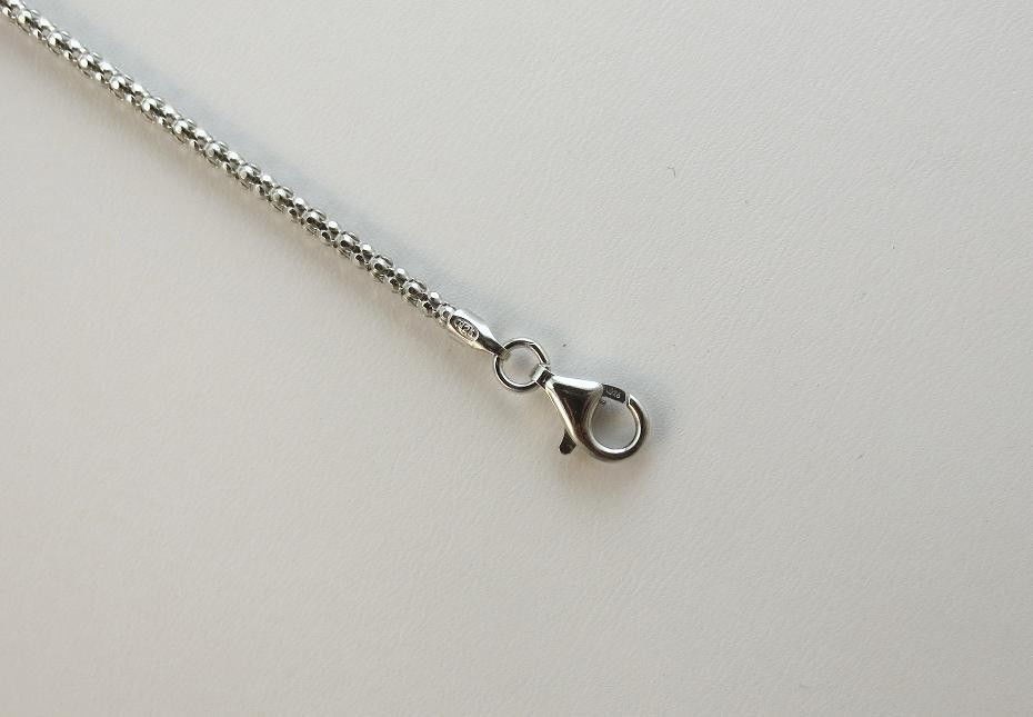 Anklet & Bracelet. 7,8,9,10,11 inch 2.5mm PopCorn Chain Sterling Silver. Rhodium